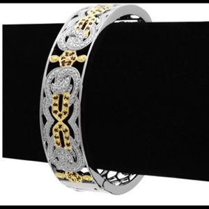 GENUINE RUBY NWOT 🥰🔥two-toneFiligree 1 Carat Ruby Bangle Bracelet (NEW)